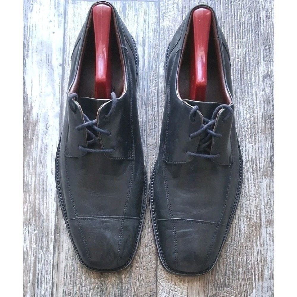 Johnston & Murphy Black Cap Toe Oxford Leather Dress Shoes Men 10M